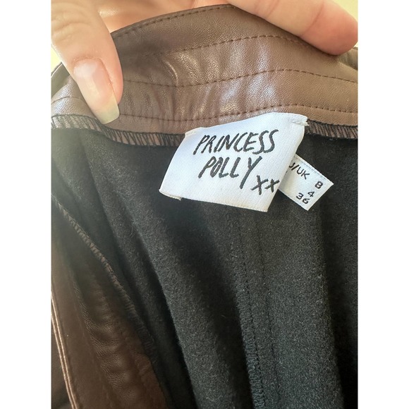 Princess Polly Love Club brown faux leather pants, size 4 - Picture 9 of 10